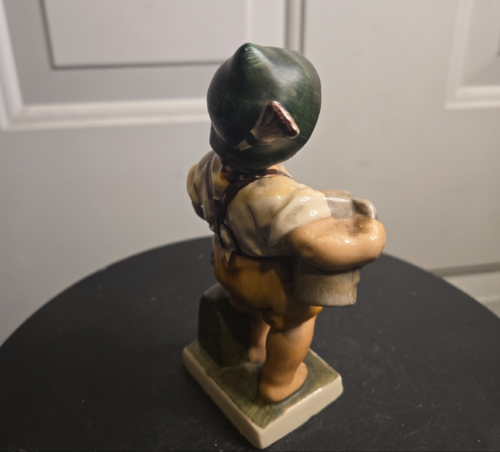 Vintage Friedel Germany Ceramic Boy Figurine with Green Hat And Blur Pitcher - Picture 4 of 10